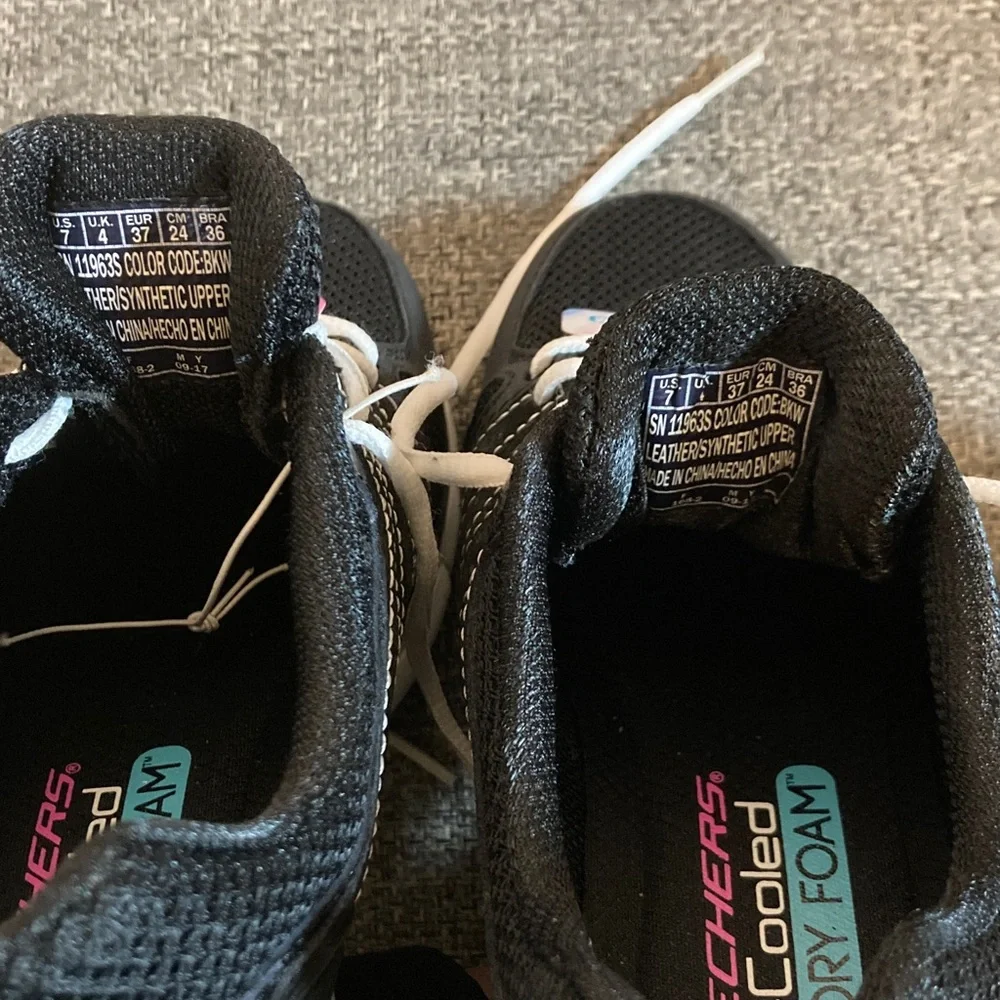 Skechers Black and White Lace-Up Athletic Sneakers - Picture 6 of 6